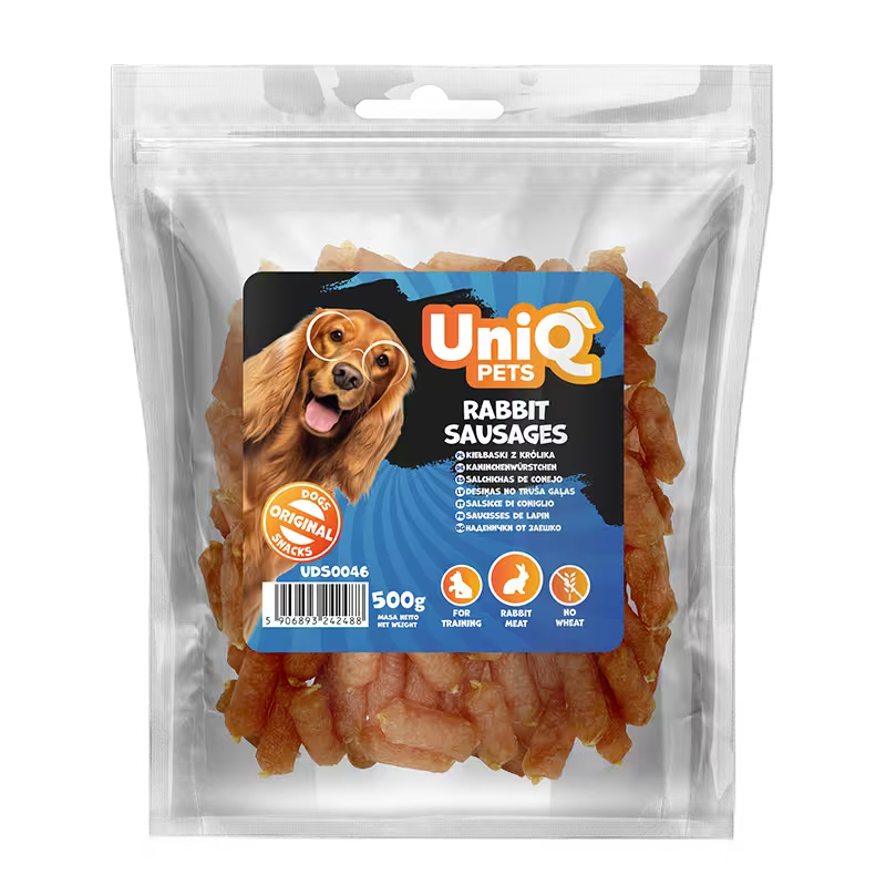 UniQ kobasice od zečetine za pse, 90% mesa, hipoalergena poslastica bez žitarica