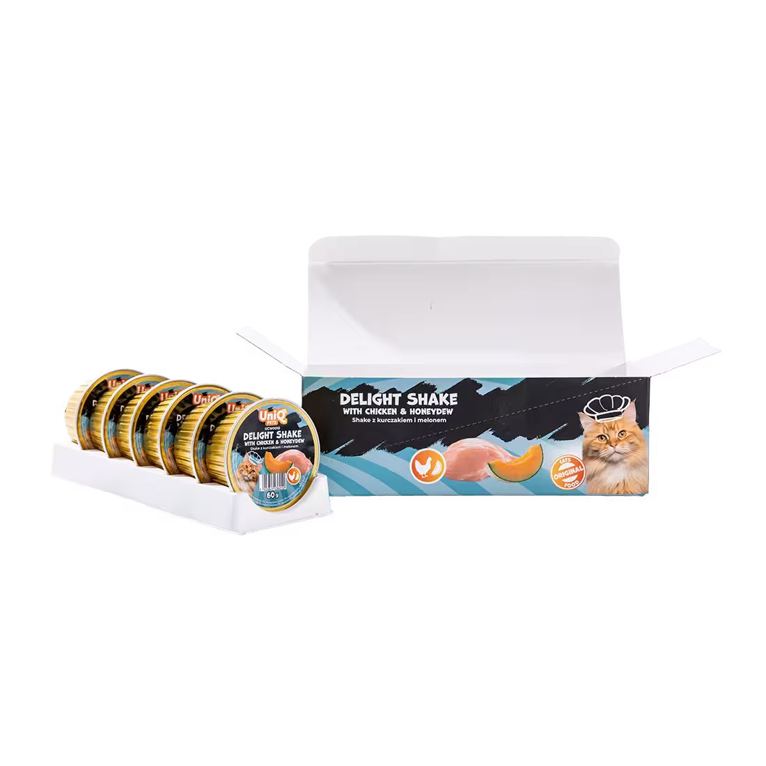 UniQ vlažna hrana za mačke, 60g×6kom, šejk od piletine i dinje