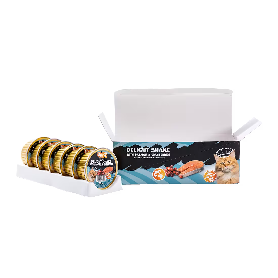 UniQ vlažna hrana za mačke, 60g×6kom, šejk od lososa i borovnice