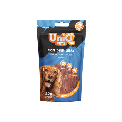 UniQ poslastice za pse, 80g, mekano sušeno meso od pačetine