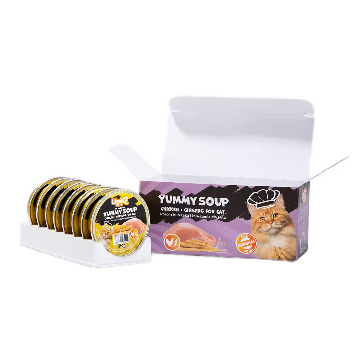 UniQ vlažna hrana za mačke, 30g×8kom, supa sa piletinom i ginsengom