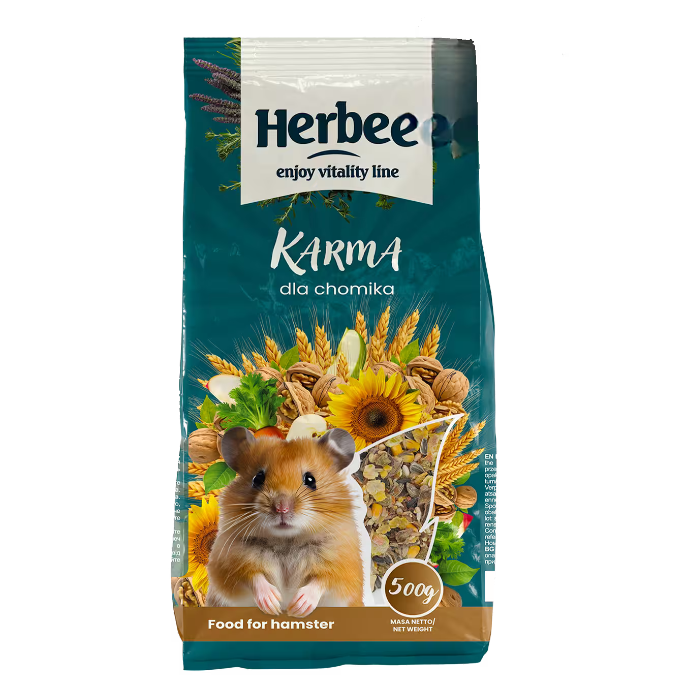 HERBEE kompletna hrana za hrčke, 500 g, mešavina žitarica i semenki