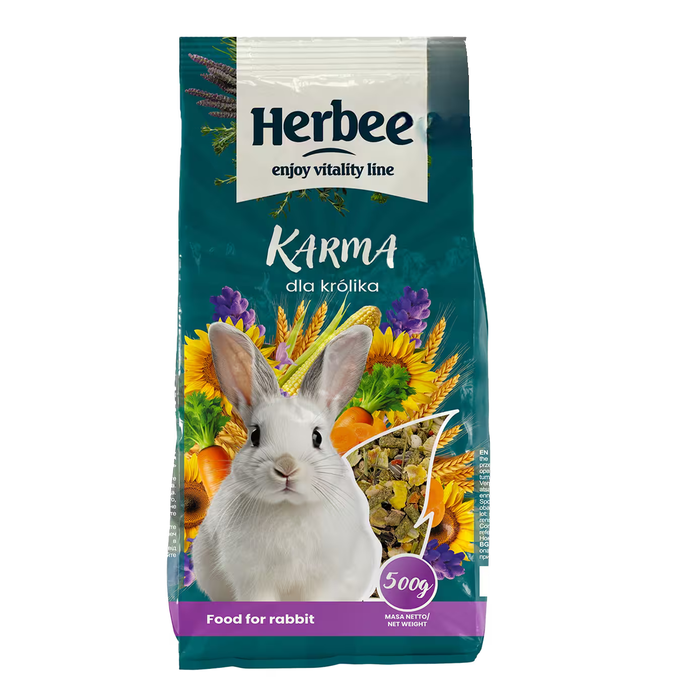 HERBEE kompletna hrana za kuniće, 500 g, bogata vlaknima