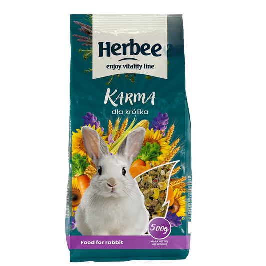 HERBEE kompletna hrana za kuniće, 500 g, bogata vlaknima