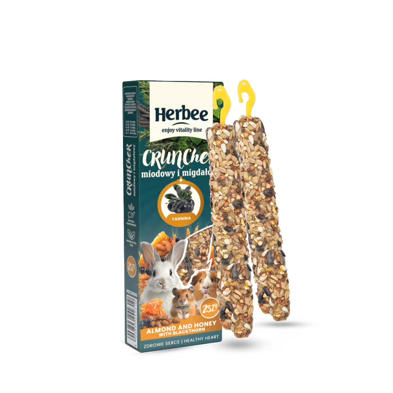 HERBEE poslastice za glodare i kuniće 2u1 sa medom i bademom, 115 g