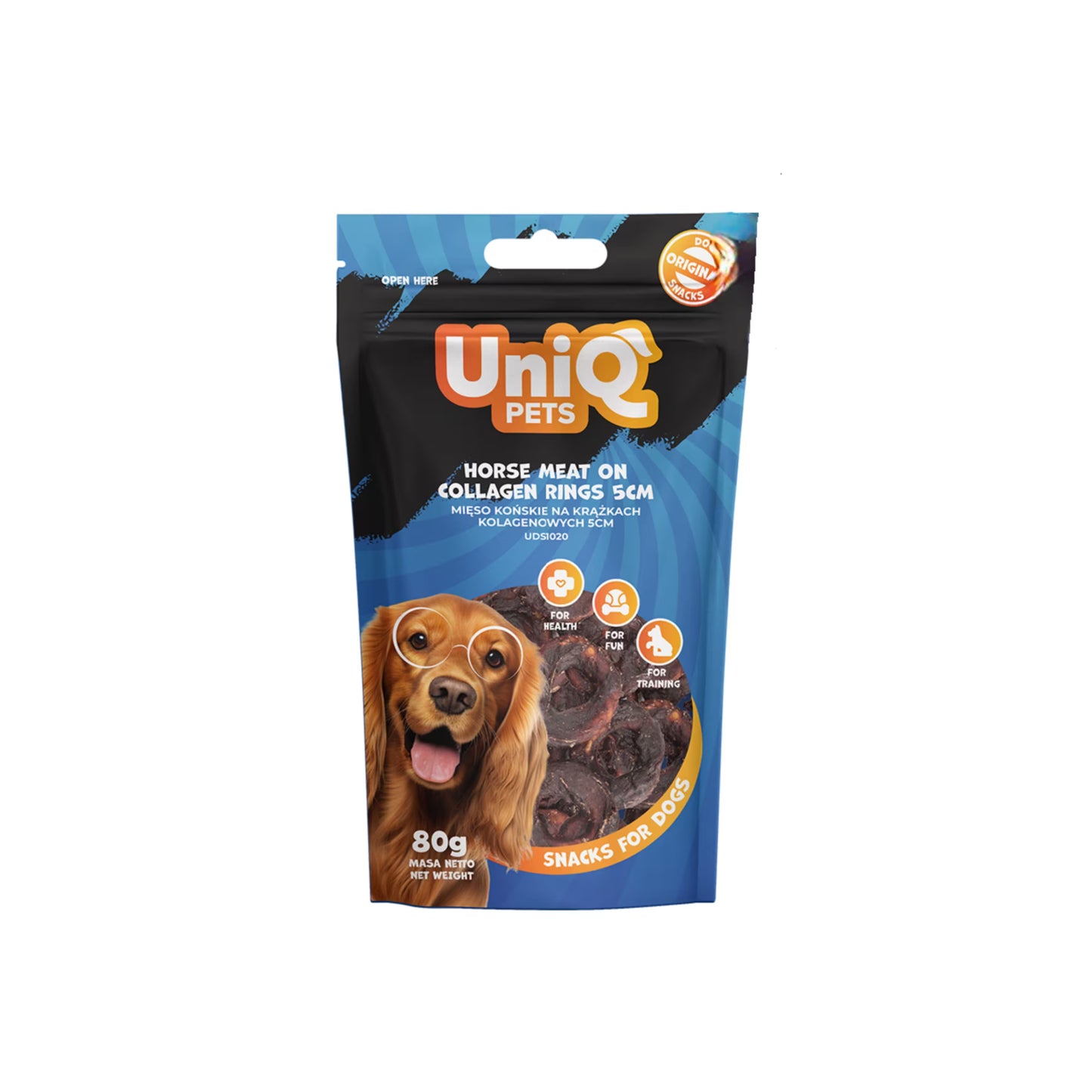 UniQ poslastice za pse, konjetina na kolagenskim prstenovima (5cm)