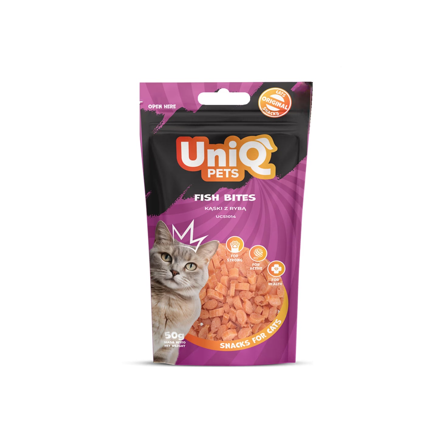 UniQ poslastice za mačke, 50g, granule od ribe
