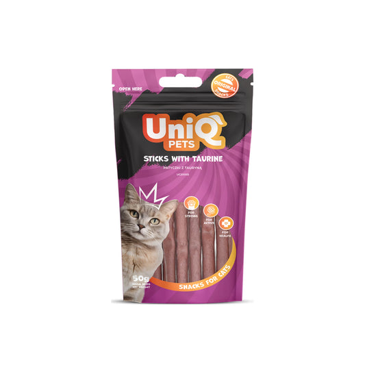 UniQ poslastice za mačke, 50g, štapići od govedine sa taurinom