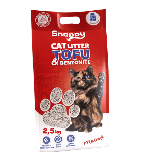 SNAPPY posip za mačke Tofu i Bentonit miks sa mirisom mleka, 2.5 kg, niska prašina