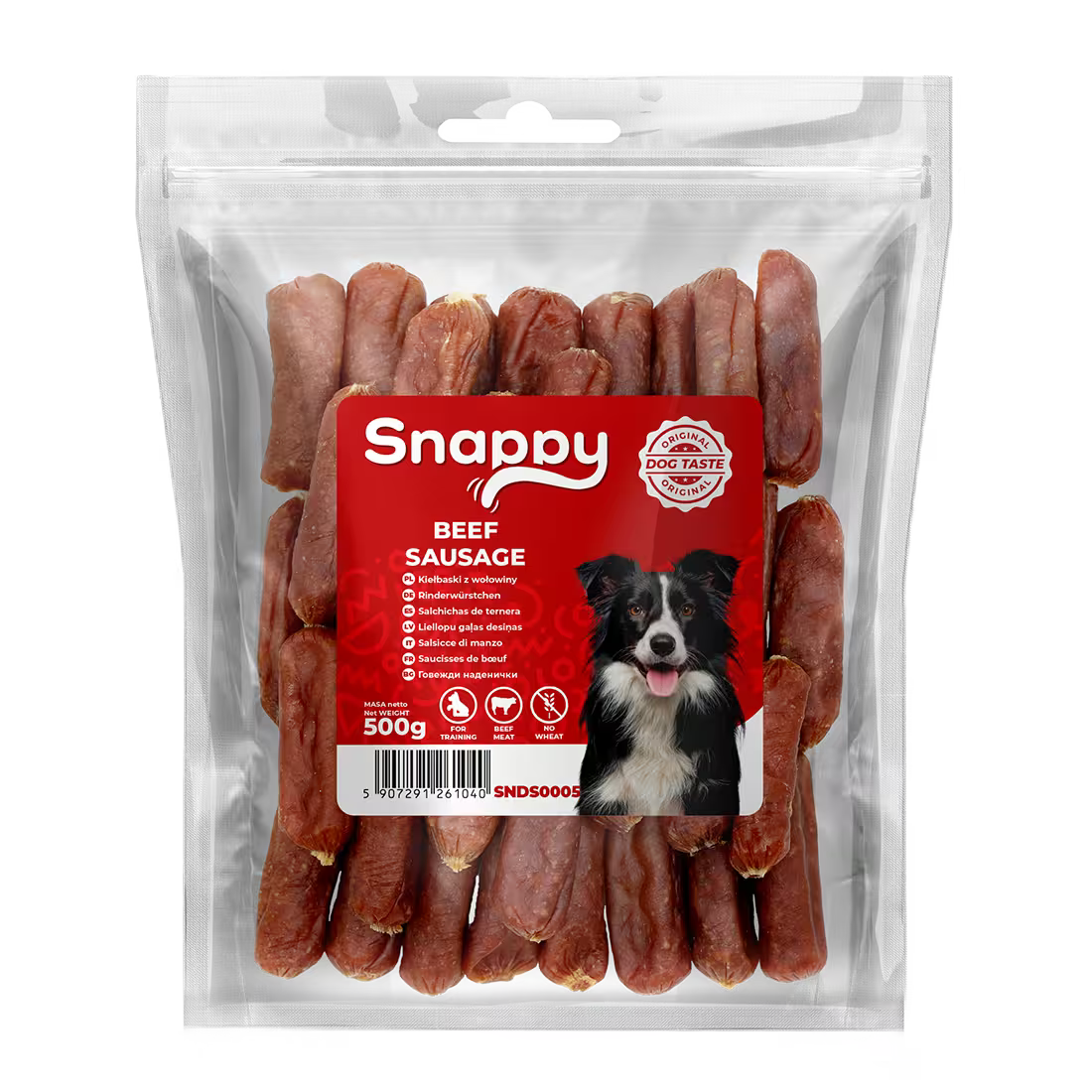 SNAPPY kobasice od govedine za pse, pakovanje 500 g, sočna poslastica bez žitarica