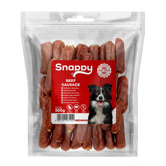 SNAPPY kobasice od govedine za pse, pakovanje 500 g, sočna poslastica bez žitarica