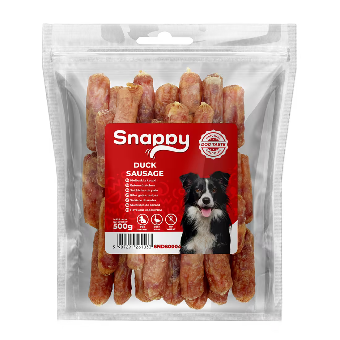 SNAPPY kobasice od pačetine za pse, pakovanje 500 g, hipoalergena poslastica