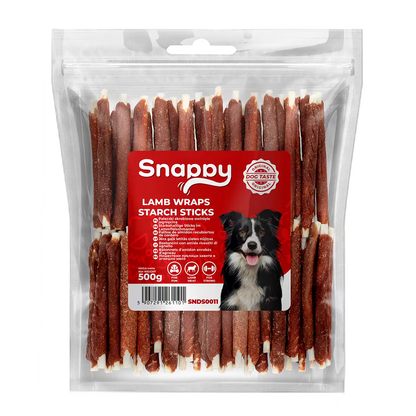 SNAPPY štapići od skroba obmotani jagnjetinom, pakovanje 500 g, dentalna žvakalica