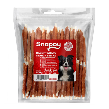 SNAPPY štapići od skroba obmotani zečetinom, pakovanje 500 g, hipoalergena žvakalica