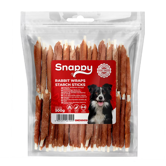 SNAPPY štapići od skroba obmotani zečetinom, pakovanje 500 g, hipoalergena žvakalica
