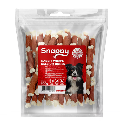 SNAPPY zečetina obmotana oko kalcijumskih kostiju, pakovanje 500 g, za zube i kosti