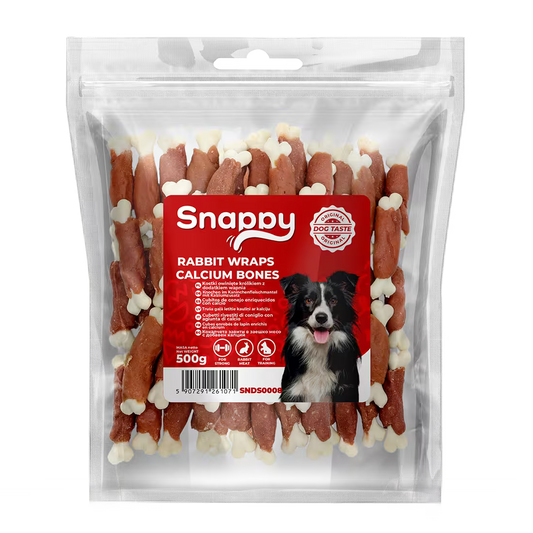 SNAPPY zečetina obmotana oko kalcijumskih kostiju, pakovanje 500 g, za zube i kosti