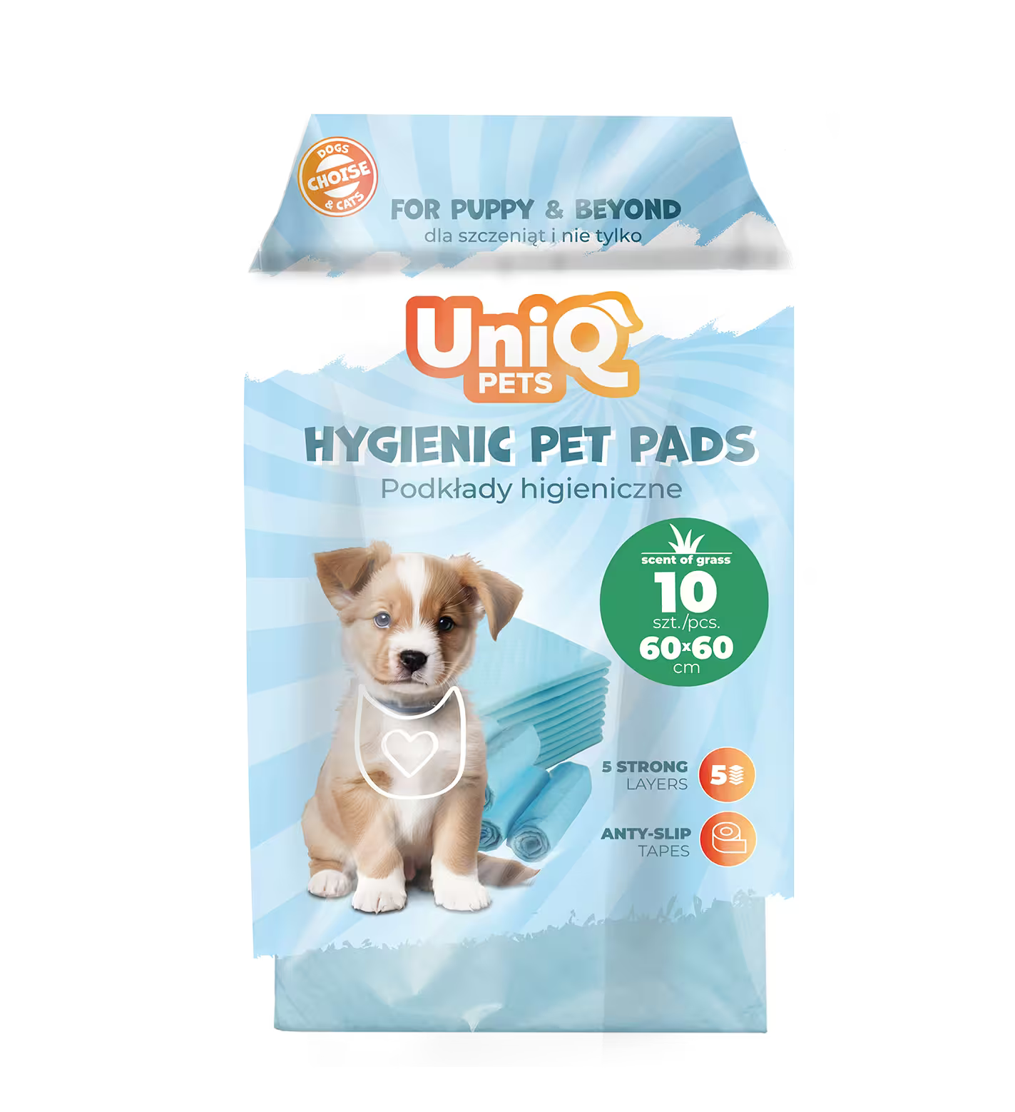 UniQ higijenske podloge za štence, plava, 60 x 60 cm, 40 g, 10 komada