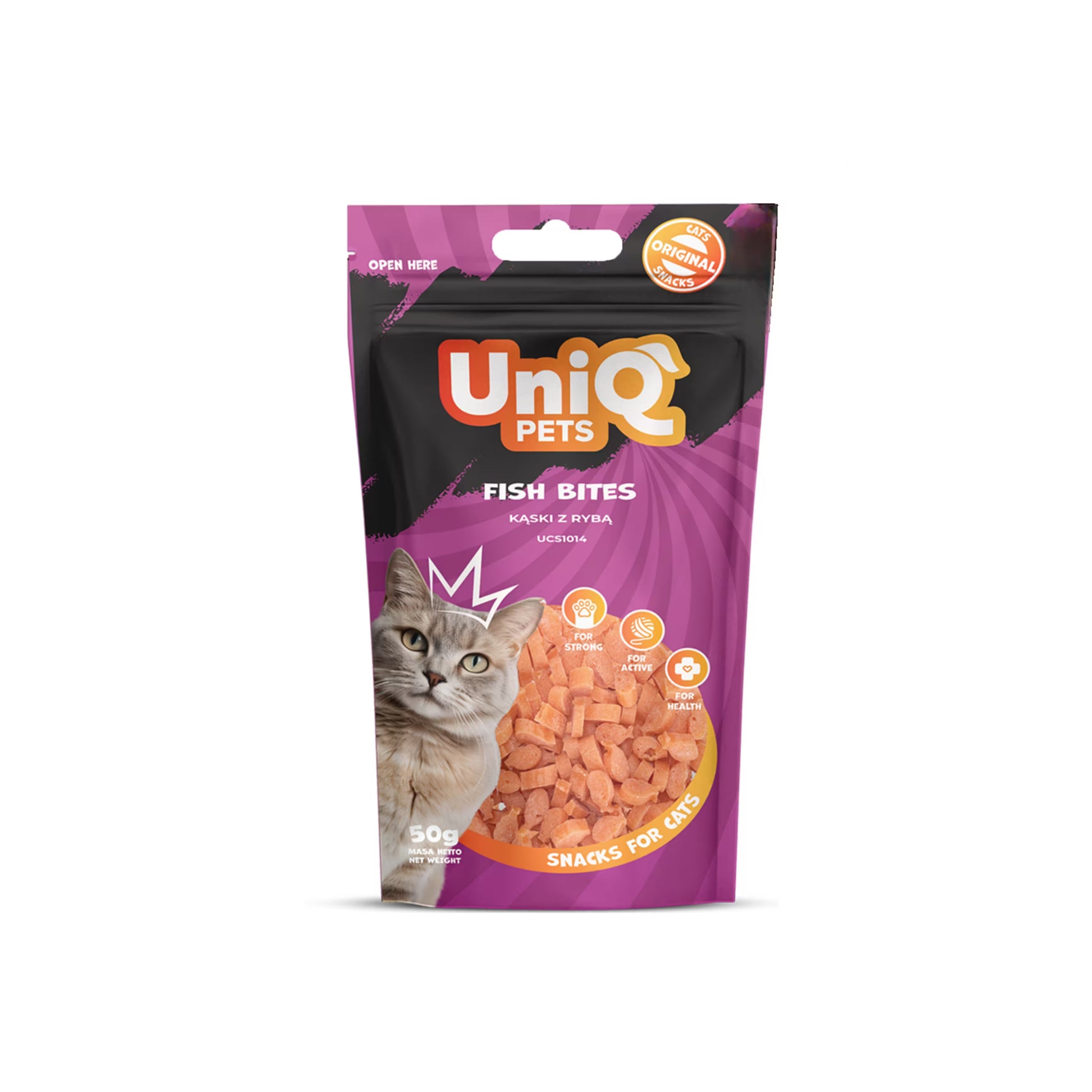 UniQ granule od ribe za mačke, 50 g, 80% praha lososa, visok protein