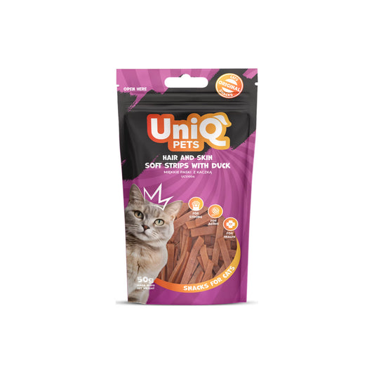 UniQ mekane trakice od pačetine za mačke, 50 g, nega kože i dlake sa omega kiselinama