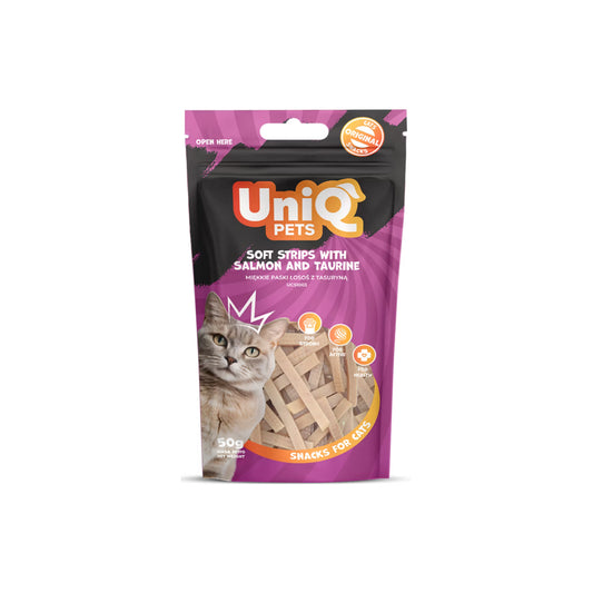 UniQ mekane trakice sa lososom i taurinom za mačke, 50 g, omega-3 za sjajnu dlaku