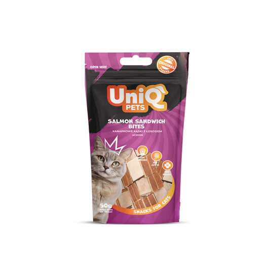 UniQ sendviči od lososa za mačke, 50 g, troproteinska formula sa omega kiselinama