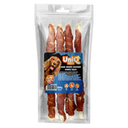 UniQ poslastice za psa, 320g, pačetina obmotana oko štapića sirove kože (28cm)