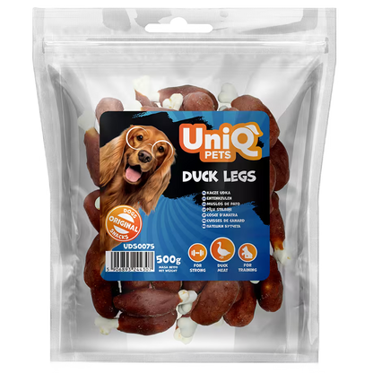 UniQ poslastice za pse, pačje noge sa jezgrom od kukuruznog skroba, pakovanje 500 g, hipoalergeno