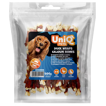 UniQ poslastice za pse, rolnice od pačetine sa kalcijumovim kostima, pakovanje 500 g