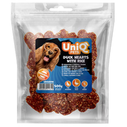 UniQ poslastice za psa, 500 g, srca od pačetine sa pirinčem