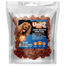 UniQ poslastice za psa, 500 g, srca od pačetine sa pirinčem