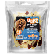 UniQ poslastice za psa, 500 g, zečje uši sa pačetinom