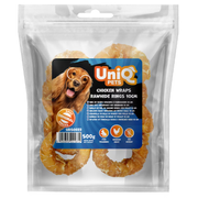UniQ poslastice za psa, 500g, piletina obmotana oko prstenova sirove kože