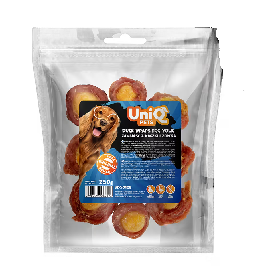 UniQ pačetina obmotana oko žumanceta za pse, pakovanje 250 g, bogato biotinom