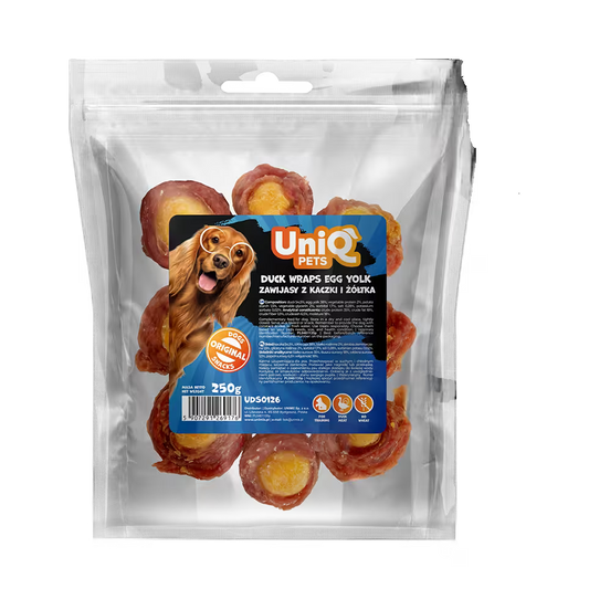 UniQ pačetina obmotana oko žumanceta za pse, pakovanje 250 g, bogato biotinom
