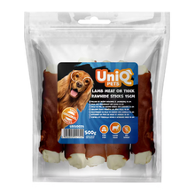 UniQ poslastice za pse, 500 g, jagnjetina na debelim štapićima od sirove kože (15cm)