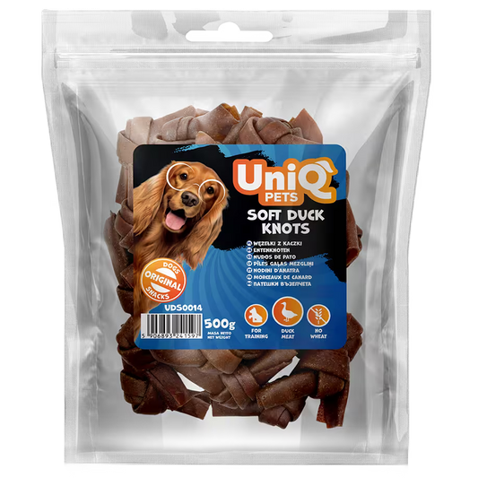 UniQ mekani čvorići od pačetine za pse, 85% mesa, pakovanje 500 g, hipoalergena poslastica