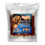 UniQ poslastice za pse, 500g, debeli štapići od sirove kože sa zečetinom (15cm)