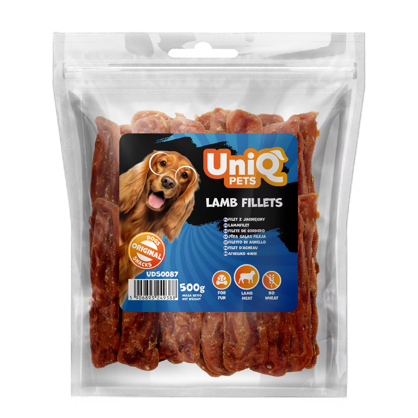 UniQ fileti od jagnjetine za pse, 92% mesa, pakovanje 500 g, hipoalergena poslastica
