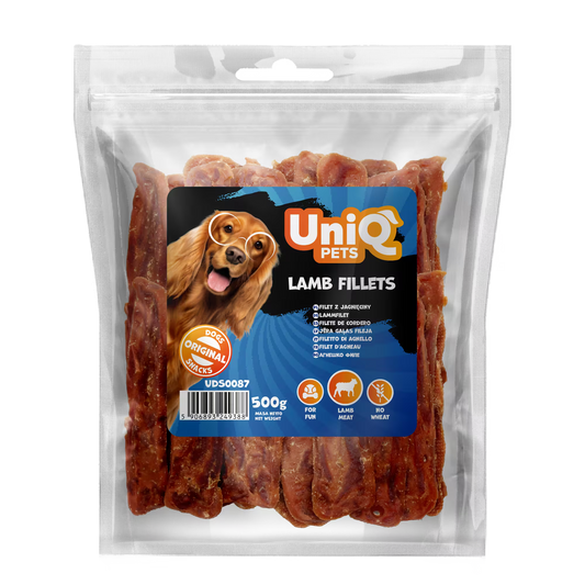 UniQ fileti od jagnjetine za pse, 92% mesa, pakovanje 500 g, hipoalergena poslastica