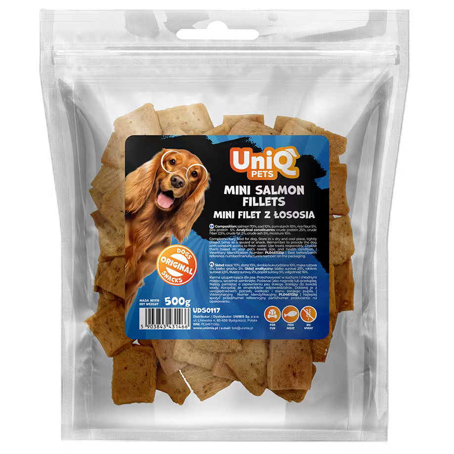 UniQ mini fileti od divljeg lososa za pse, pakovanje 500 g, omega-3 za sjajnu dlaku
