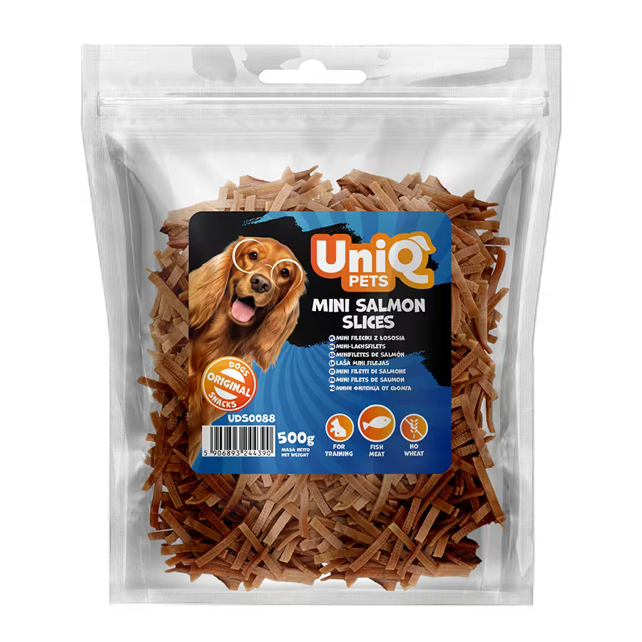 UniQ poslastice za pse, komadići divljeg lososa, pakovanje 500 g, bogato omega-3 kiselinama