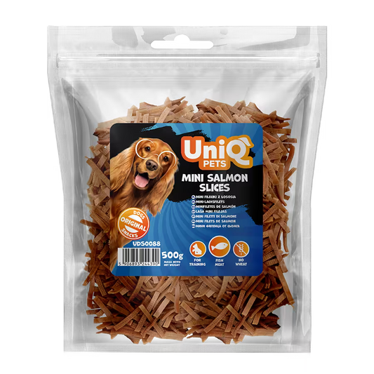 UniQ poslastice za pse, komadići divljeg lososa, pakovanje 500 g, bogato omega-3 kiselinama