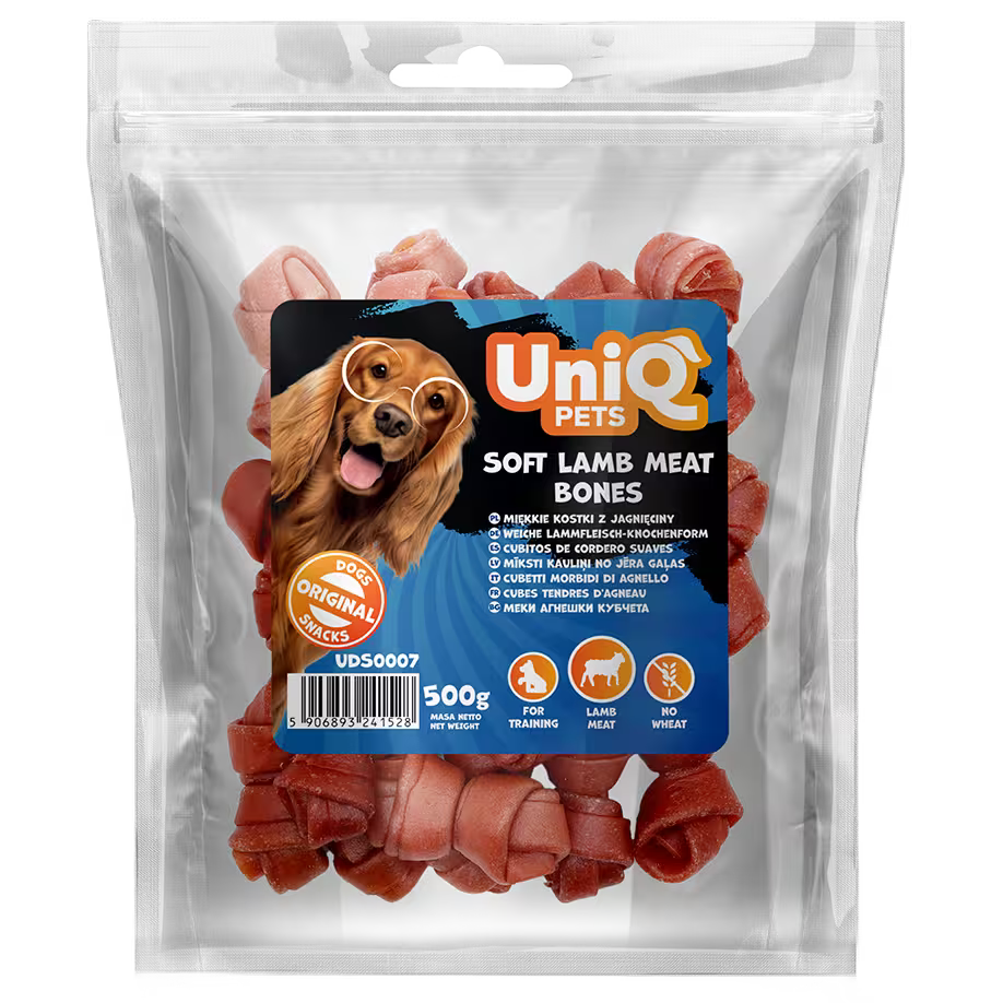 UniQ mekane mesne kosti od jagnjetine za pse, 85% mesa, pakovanje 500 g