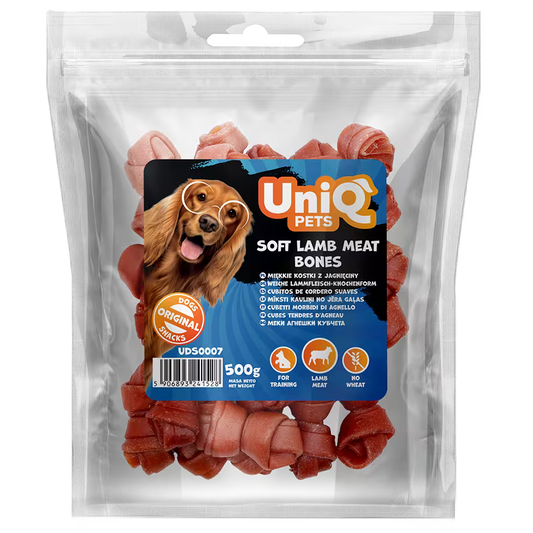 UniQ mekane mesne kosti od jagnjetine za pse, 85% mesa, pakovanje 500 g