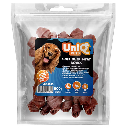 UniQ mekane mesne kosti od pačetine za pse, 85% mesa, pakovanje 500 g