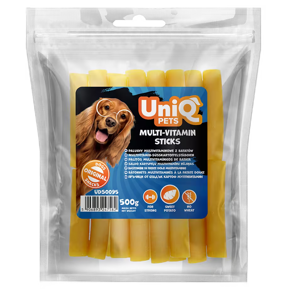 UniQ multivitaminski štapići za pse od batata, pakovanje 500 g, vitamini A, B, D i E