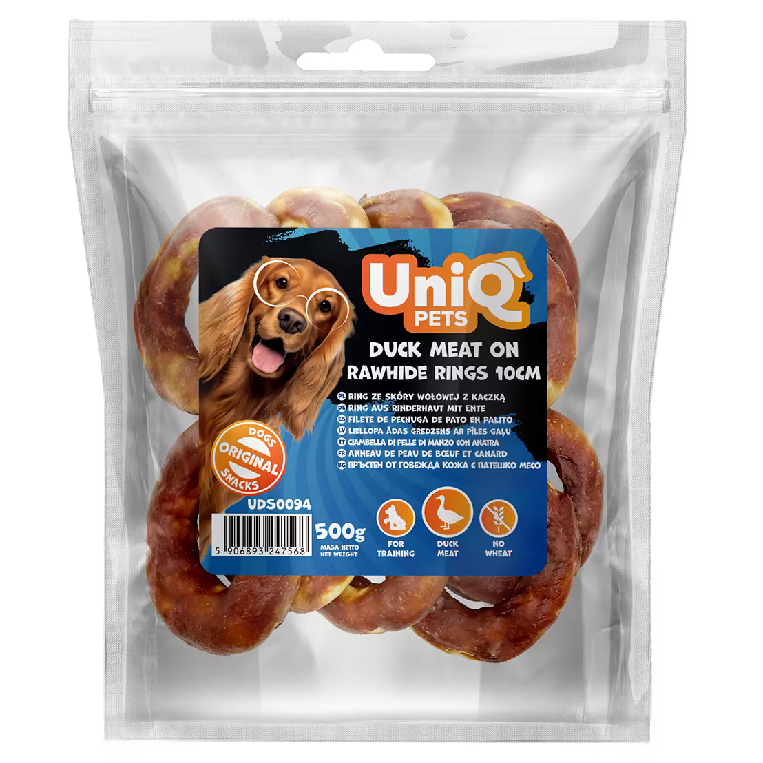 UniQ pačetina na prstenovima od sirove kože 12 cm, pakovanje 500 g, dentalna žvakalica