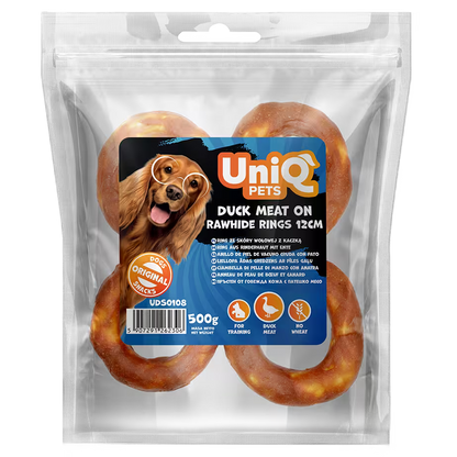 UniQ pačetina na prstenovima od sirove kože 12 cm, pakovanje 500 g, dentalna žvakalica