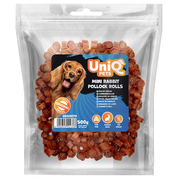UniQ poslastice za pse, 500g, rolnice od zečetine i bakalara